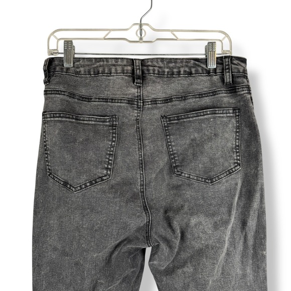 American Bazi Distressed Jeans Womens Size Large Black Denim Edgy Unique Zippers - Picture 11 of 13